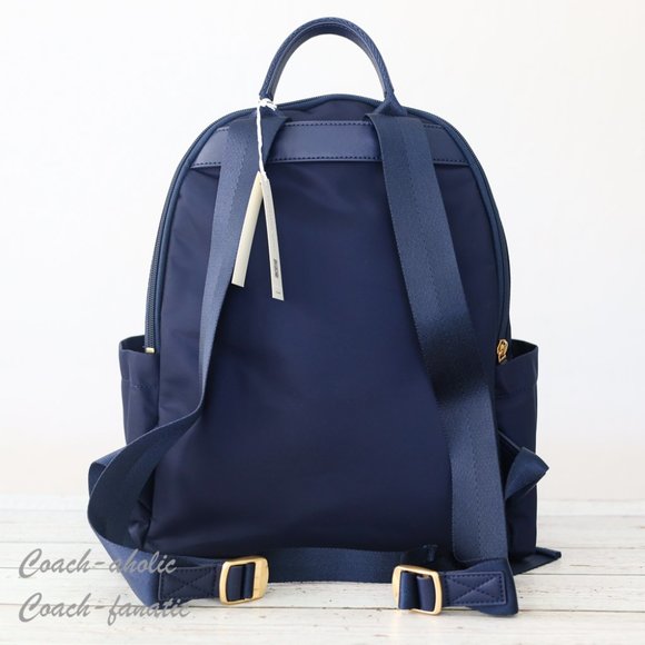 NWT Tory Burch Ella Logo Dual Zip Compartment Nylon Backpack in Tory Navy - Picture 5 of 11